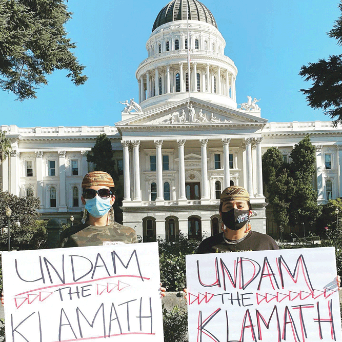 Protesting for the immediate removal of four destructive dams 
on Oct. 23, 2020 at the State Capitol, Sacramento
photo courtsey of Virginia Hendrick